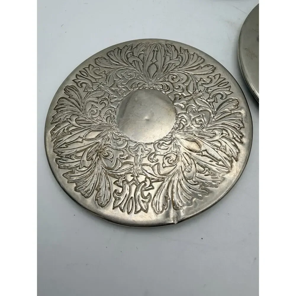 Vintage Set Of 5 Silver Plated Coasters